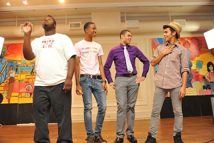 Performing art with four actors.